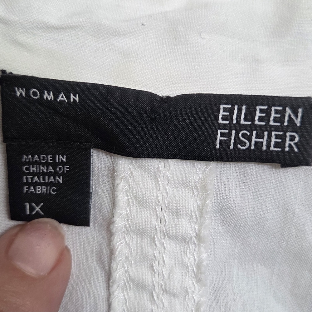 Eileen Fisher Woman 1X Linen Blend Open Front Drape Jacket Ivory Italian Fabric - Picture 7 of 10
